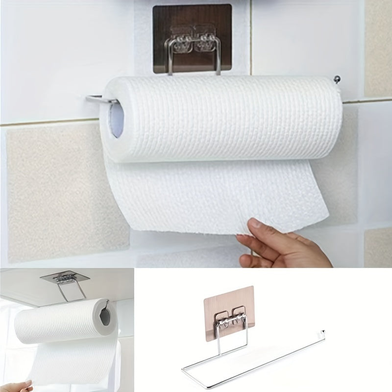 2pcs Kitchen Wiping Cloths Hooks & Roll Paper Brackets
