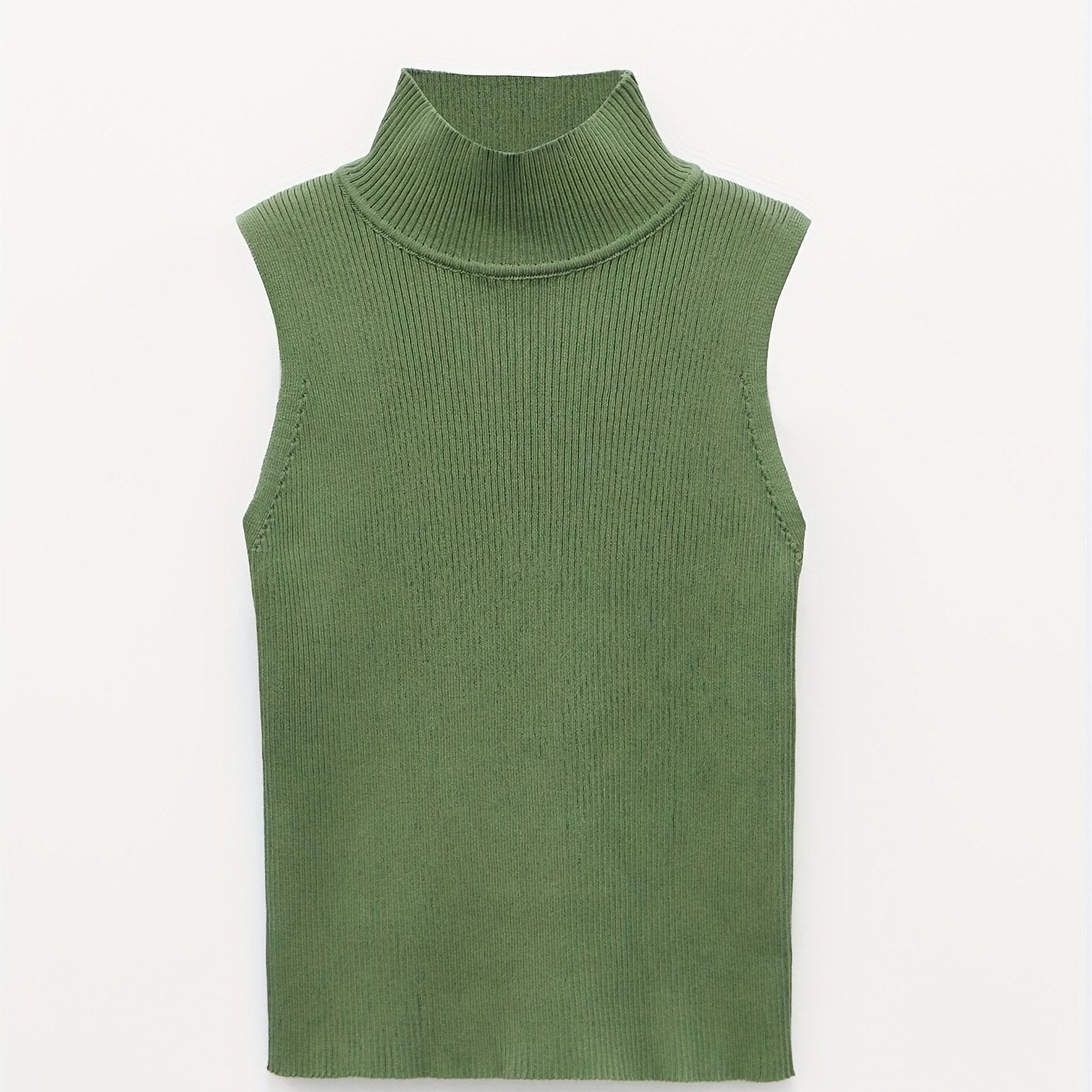 Skinny Ribbed Tank Top High Neck Sleeveless Solid Top