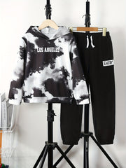 Boys 2pcs Tie Dye Sweatshirt Hoodie & Sweatpants Set