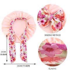 Kids Satin Bowknot Sleeping Caps Head Cover Hair Care Cap Night Hat