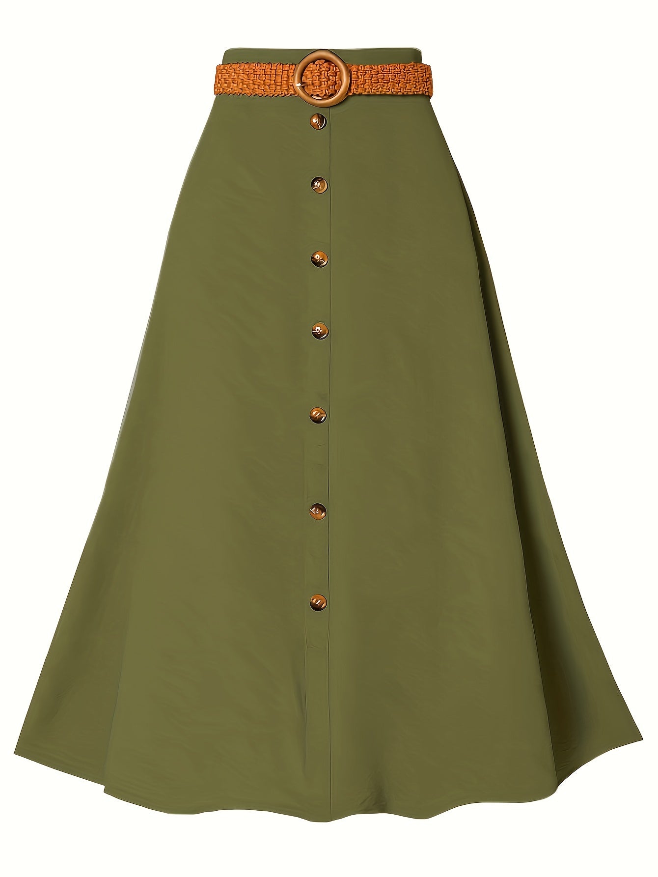 Women's Solid Button High Rise Maxi Skirt