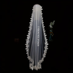Bridal Long Head Veil Embroidered Lace Flower Wedding Hair Accessories