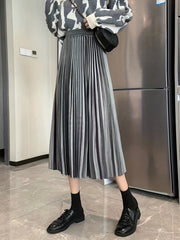 High Waist Pleated Skirt Casual Women's Clothing