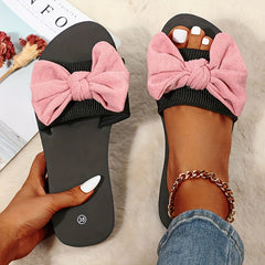Women's Bowknot Sandals Slip On Open Toe Beach Shoes
