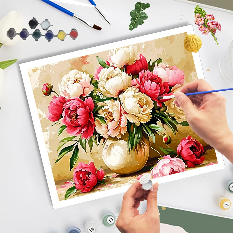 DIY Paint by Numbers Kit Peonies in Vase Floral Art