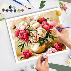 DIY Paint by Numbers Kit Peonies in Vase Floral Art