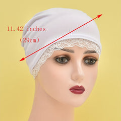 Lace Turban Cap Elastic Head Wrap Bonnet - Chemo Hats