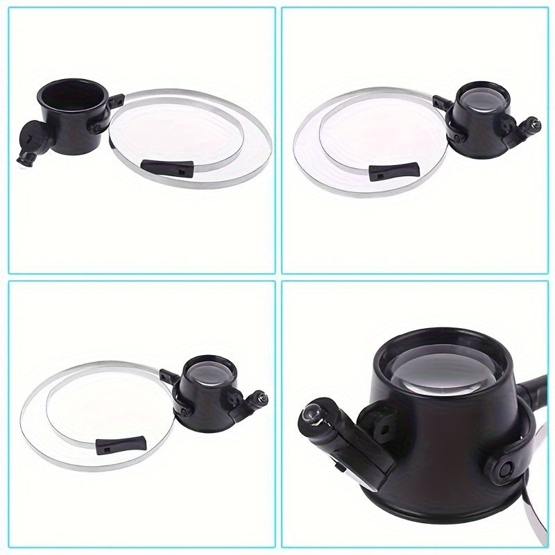 15X Magnifying Glass With LED Light Single Eye Headphone Magnifying Glass
