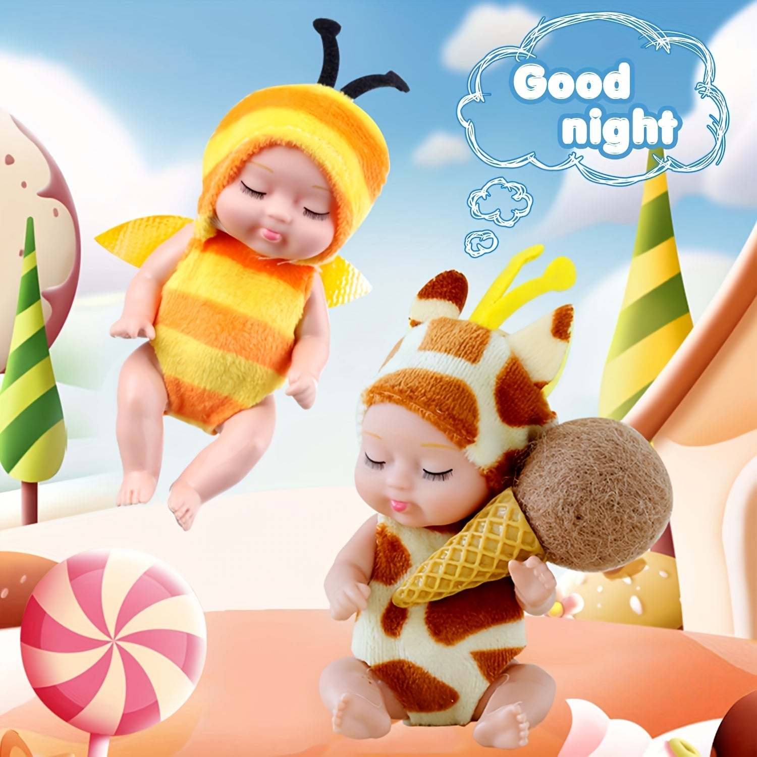 Animal Costume Mini Dolls Set - Washable Clothes, Movable Joints