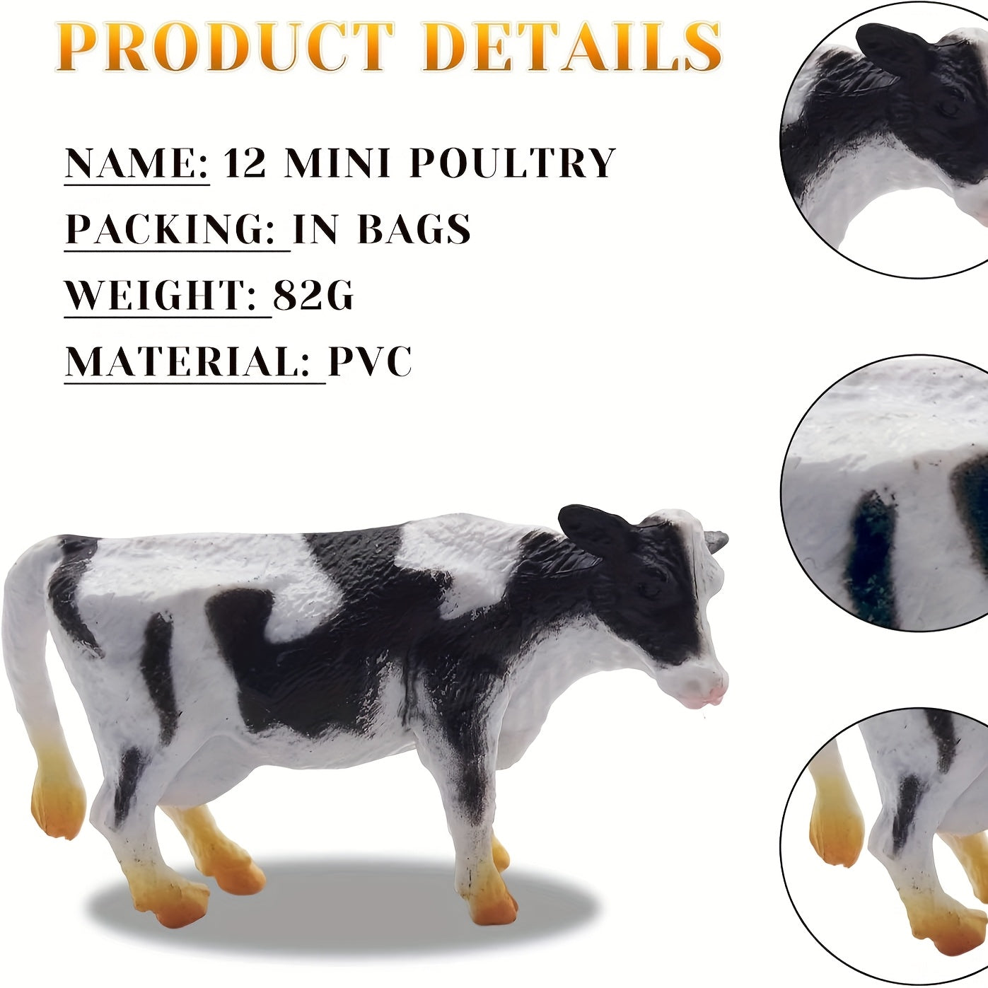 12 Colorful PVC Farm Animal Models - Variety Farm Animal Figures