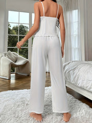 Solid Lounge Set V Neck Cami Top & Elastic Waistband Pants