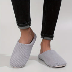 Cozy Striped House Slippers for Men Winter Shoes