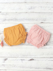 Ruffle Trim Short Bread Pants 2pcs Set Infant Baby Boys And Girls