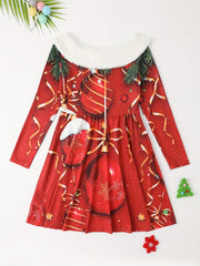 Girls Jingle Bell Long Sleeve Dress Christmas Gift
