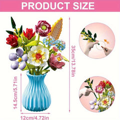 Botanical Collection DIY Flower Construction Set in Vase, 724pcs