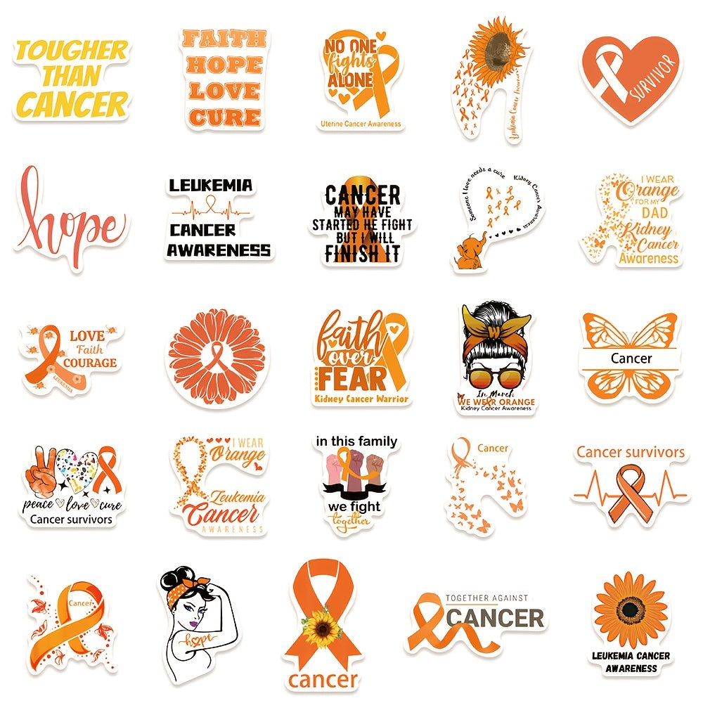 50pcs Leukemia Cancer Awareness Stickers Waterproof DIY Creative Stickers