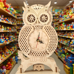 3D Vintage Owl Wooden Puzzle Clock DIY Model High Difficulty Assembly