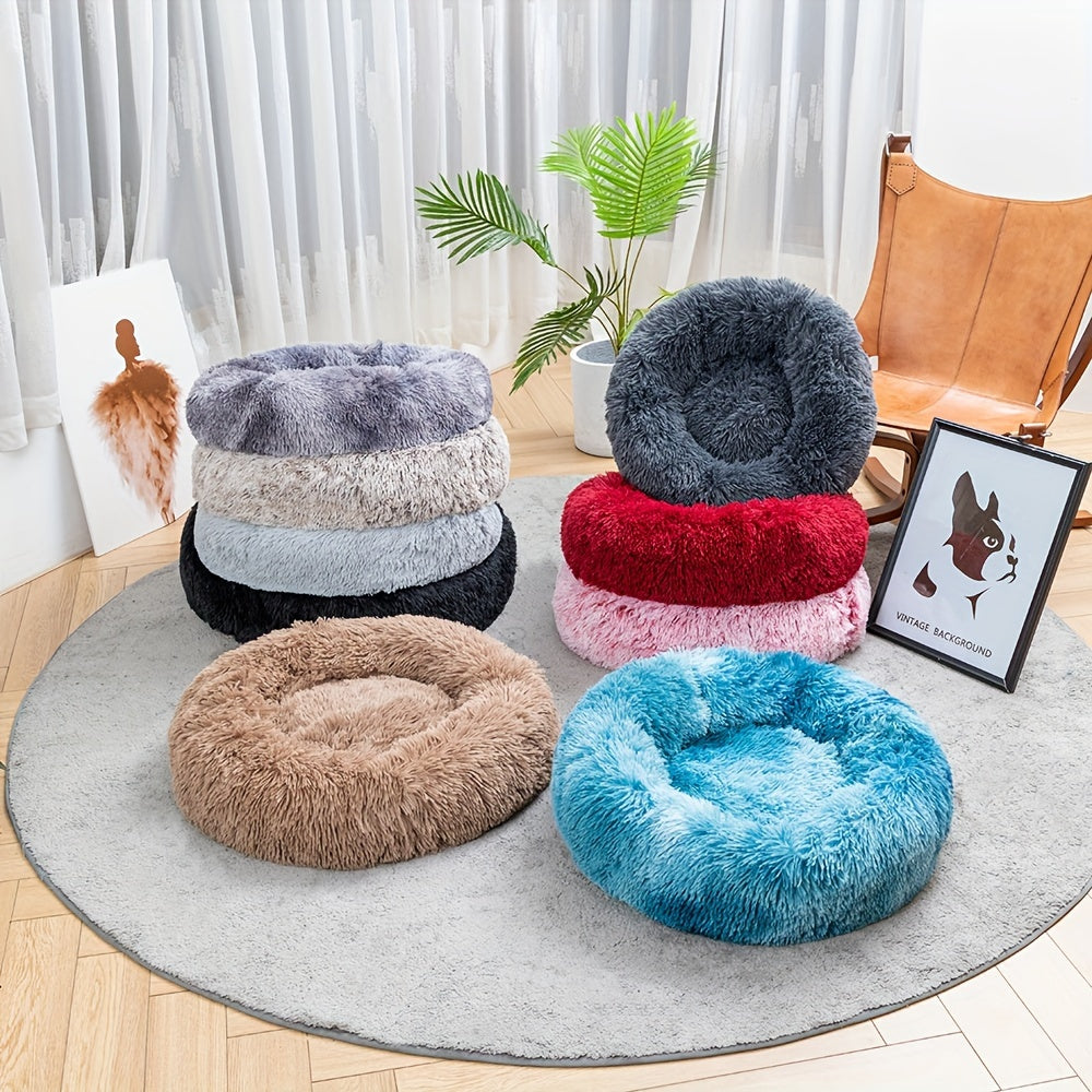Plush Dog Bed Anti-anxiety Round Pet Bed