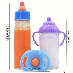 Doll Feeding Set Milk Juice Bottles 2 Pacifiers for Toy Stroller Gift