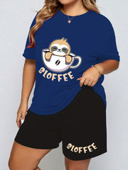 Sloth & Letter Print Pajama Set