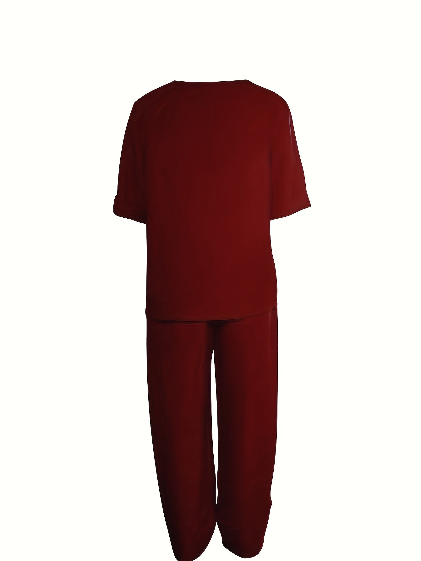 Casual Two piece Set Crew Neck Half Sleeve Tops & Elastic Waist Pants