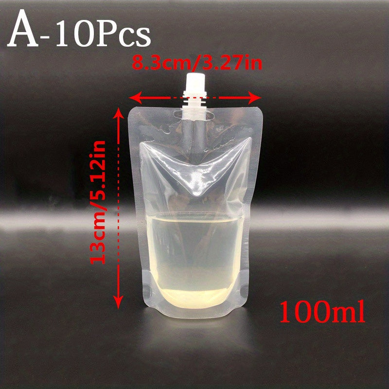 Plastic Stand Up Drink Bag Transparent Nozzle Bag Sealing Storage Bags