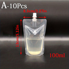 Plastic Stand Up Drink Bag Transparent Nozzle Bag Sealing Storage Bags
