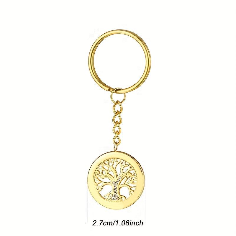 Personalized Tree Of Life Names Keychain with Birthday Stone