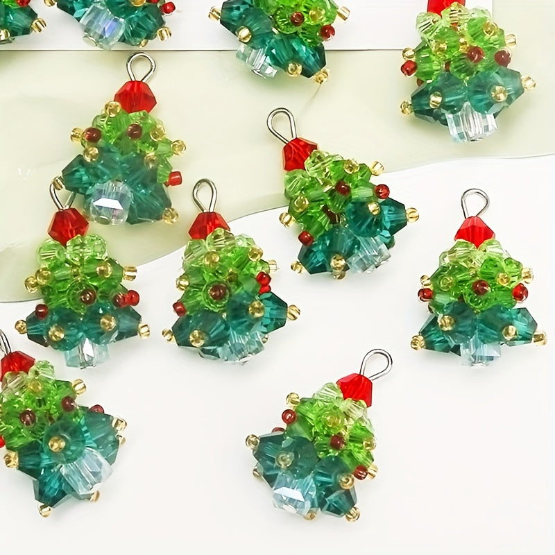Christmas Glass Beads Hand-Woven Earrings Pendant DIY Jewelry Accessories