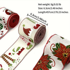 4.57 Meter Christmas Wired Ribbon Xmas Tree Burlap Ribbon