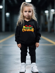 MERRY CHRISTMAS Print Hoodies Pants Set For Kids Spring Fall Sports Gift
