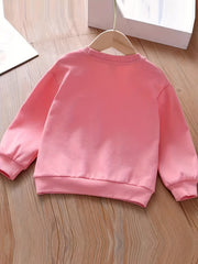 Girls' Flower & Bow Crew Neck Pullovers Soft Comfy Sweatshirt Tops