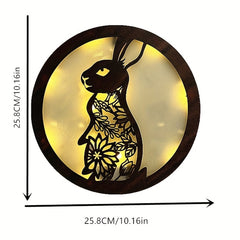 Children's Room Decoration Wall Clock LED Light Retro Wooden Sign