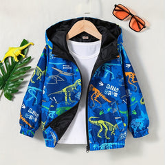 Kids Camouflage Print Windbreaker Jacket Hooded Zipper Outdoor Coat
