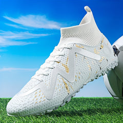 Men's High Top Turf Football Boots Anti-skid Lace-Up TF Soccer Cleats