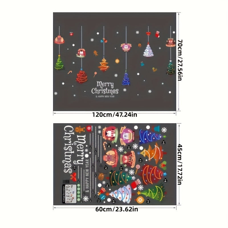 Christmas Tree Stickers Ornaments Cartoon Animal Transparent Wall Stickers