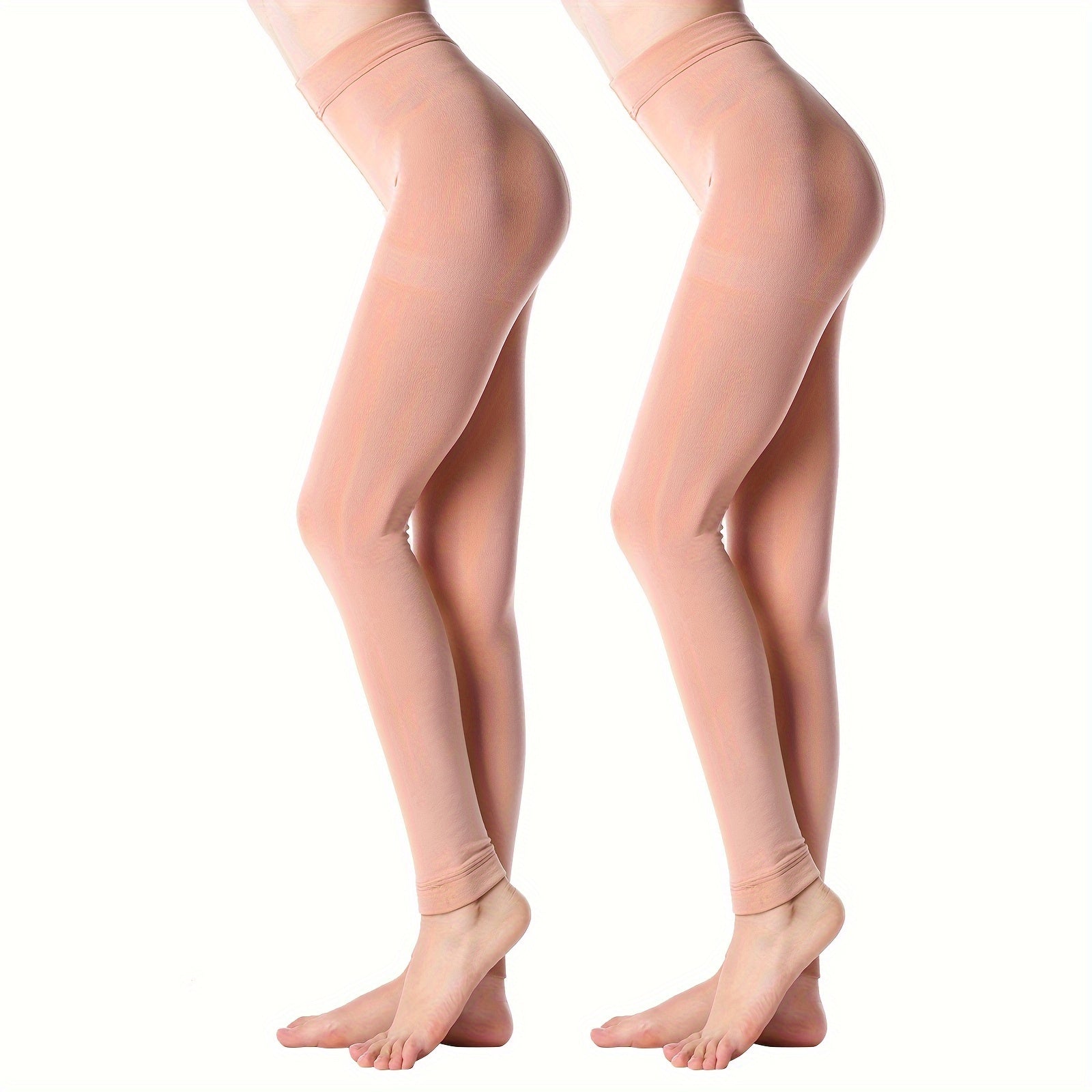 2 Pack Plush Lined Tights Opaque High Waist Thermal Elastic Leggings