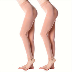 2 Pack Plush Lined Tights Opaque High Waist Thermal Elastic Leggings