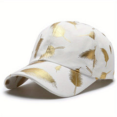 Unisex Sunshade Baseball Cap Bronzing Feather Pattern