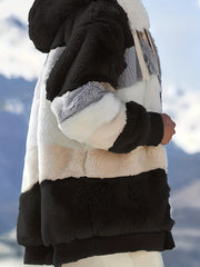 Faux Fur Hooded Drawstring Jacket for Fall & Winter