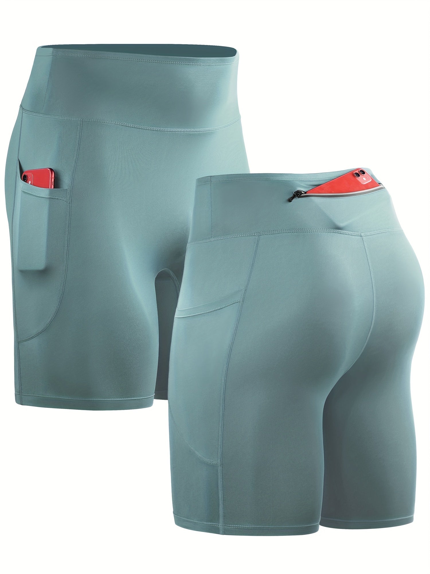 Men's Quick Dry Sports Shorts With Pockets High Stretch Compression Pants
