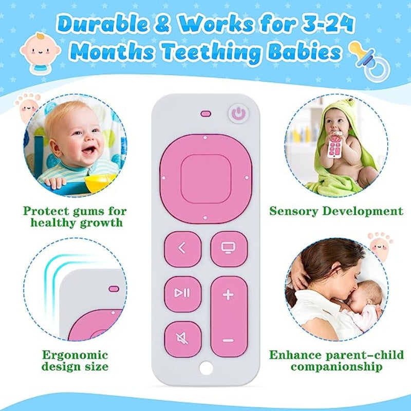 Silicone Baby Teething Toy Remote Control Shape Teether Green Pink