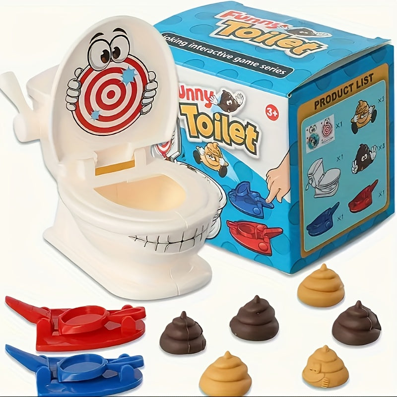 Poop Shooting Family Game Set w/ Toilet & Launchers