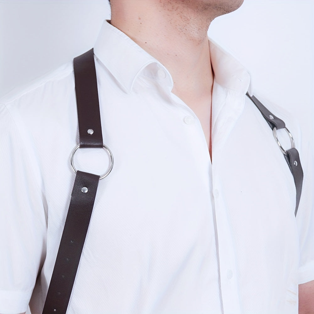 Men's Punk Hip-hop Shoulder Harness PU Leather Adjustable Belt