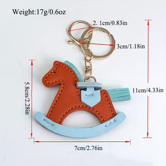 Girl's Leather Rocking Horse Keychain Pony Pendant Bag Pendant