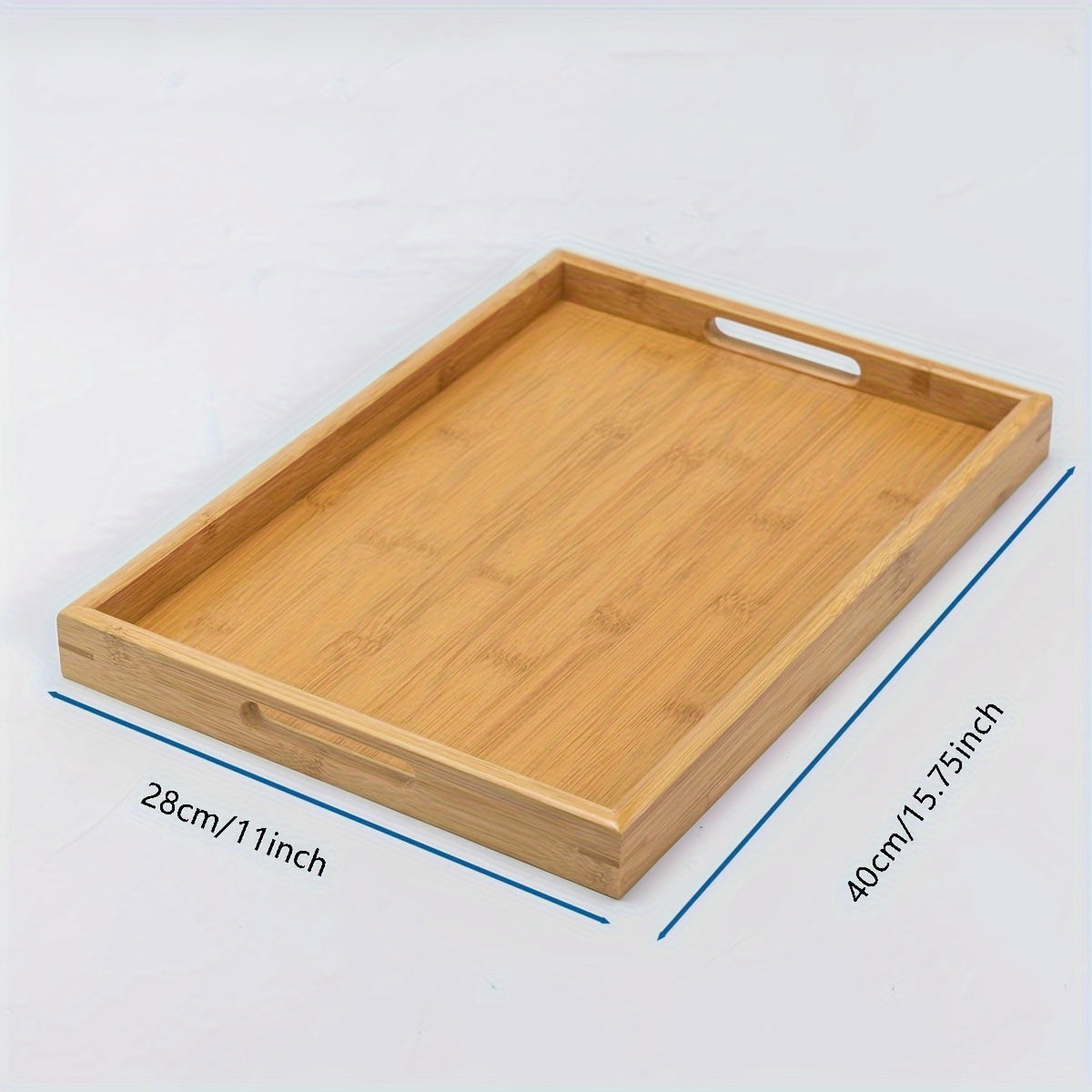 Bamboo Serving Tray With Handles Wooden Fruit Storage Trays