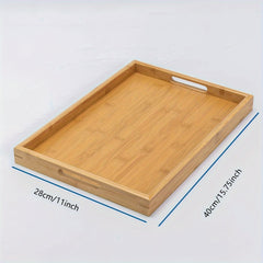 Bamboo Serving Tray With Handles Wooden Fruit Storage Trays