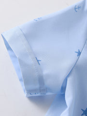 Boys Starfish & Anchor Shirt Short Sleeves Button Summer Kids Clothes