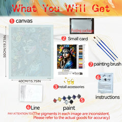 DIY Paint by Numbers Kit for Adults Floral Woman Unframed Canvas