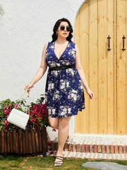 Floral Print Surplice Neck Tank Dress